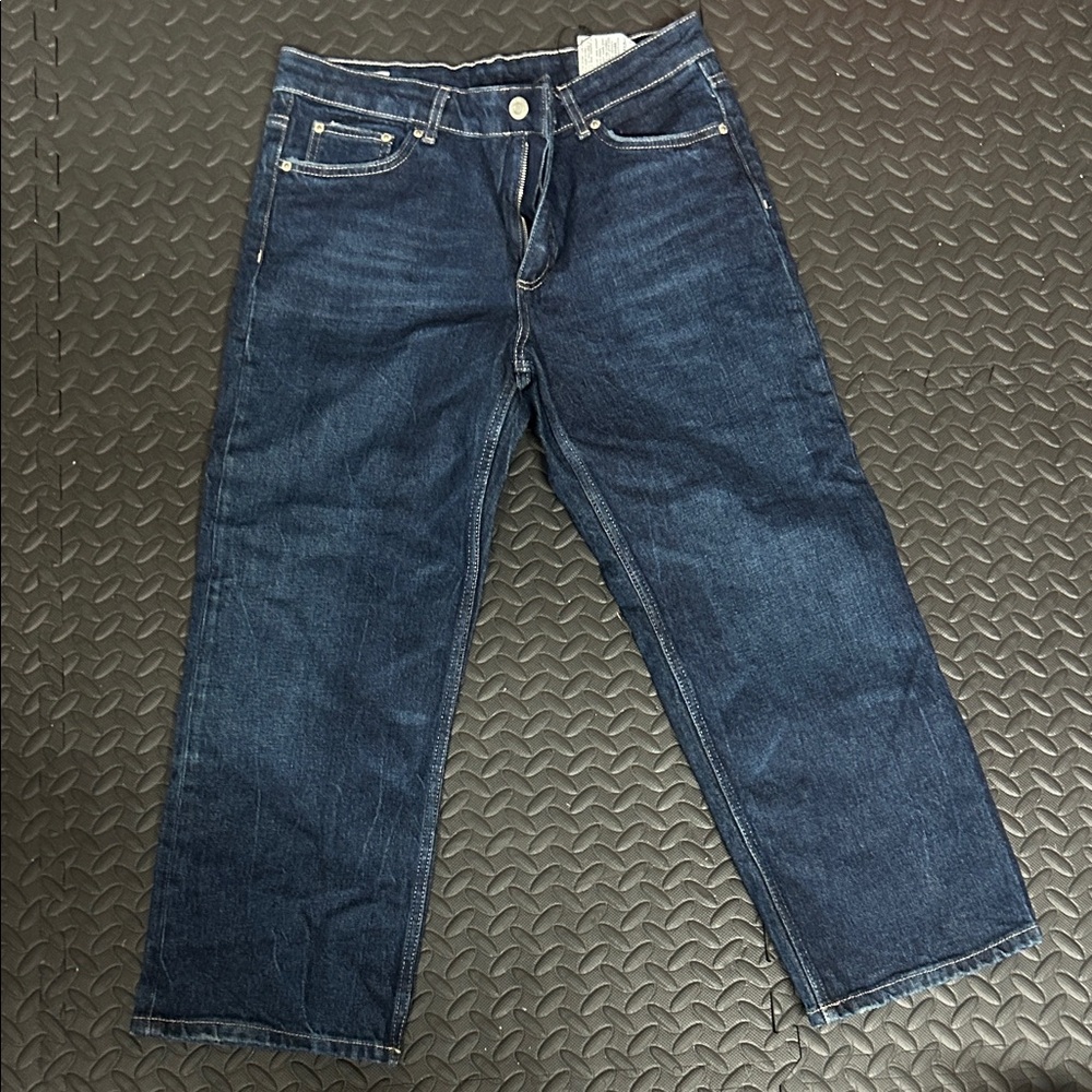 Zara Women's Straight-Leg Jeans in Dark Blue